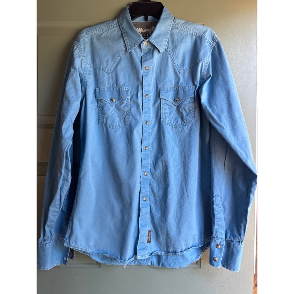 Wrangler Retro Blue Pearl Snap Western Shirt